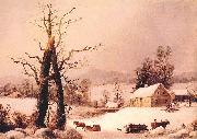 George Henry Durrie Winter Farmyard and Sleigh oil